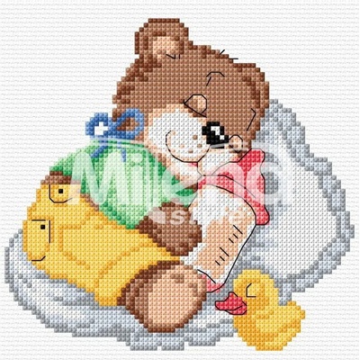 Milena Style Спящо мече - гоблен със схема