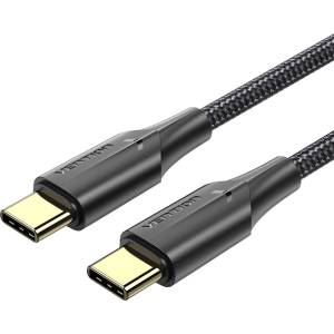 Vention Найлон USB-C - USB-C 2.0, (3A, черен), 1 м, кабел
