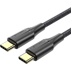 Vention Найлон USB-C - USB-C 2.0, (3A, черен), 1 м, кабел