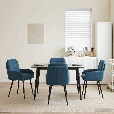 vidaXL Обедени столове 4 pcs Кадифе Синьо 59 x 59, 5 x 90 см (3428244)