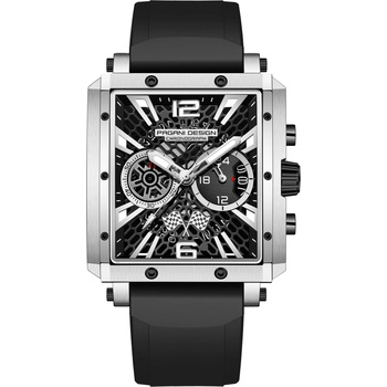 Pagani Design Мъжки часовник Pagani Design Perseity, Кварцов, Хронограф, Черен / Сребрист (PD-1725-BLACK-SILVER)