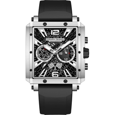 Pagani design Мъжки часовник Pagani Design Perseity, Кварцов, Хронограф, Черен / Сребрист (PD-1725-BLACK-SILVER)