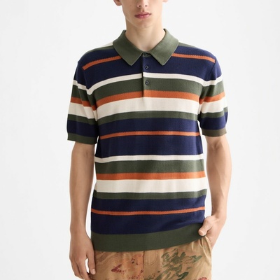 Scotch & Soda Pletené pruhované polo tričko polo Peacoat Stripes
