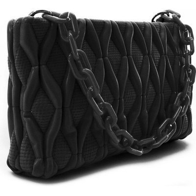 Čierna netradičná prešívaná crossbody dámska kabelka Azzini