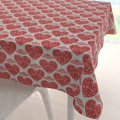 Biante Dekorační čtvercový ubrus PML-094 Červená srdce na bílém 110x110cm