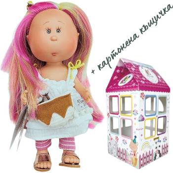 Ръчно изработена кукла от Испания - Мия с шарена коса с опаковка по избор (ndo-3109)