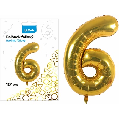 LUMA Balónek foliový č. 6 ZLATÝ 101 cm
