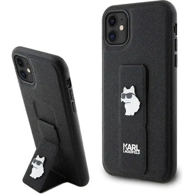 KARL LAGERFELD Кейс Karl Lagerfeld Gripstand Saffiano Choupette Pins за iPhone 11 / Xr, черен (KF001908-0)