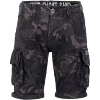 Alpha Industries Crew short Black camo pánske šortky čierny maskáč