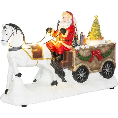 MagicHome Vánoční dekorace Santa s koněm LED 3xAA interiér