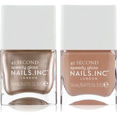 Nails Inc. 45 Second Nials Inc. 45 Second Speedy gloss Chiara rychleschnoucí lak na nehty 14 ml + Nials Inc. 45 Second Speedy gloss Coco rychleschnoucí lak na nehty 14 ml kosmetická sada