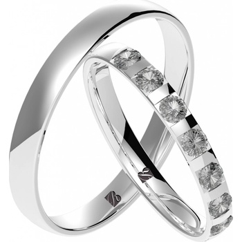 Blink Blink svadobné obrúčky z bieleho zlata s kameňmi 8060 BL