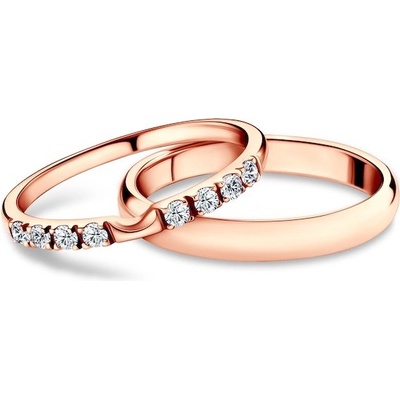 Savicki Snubní prsteny The Journey růžové zlato diamanty půlkulaté OBR TJ D R