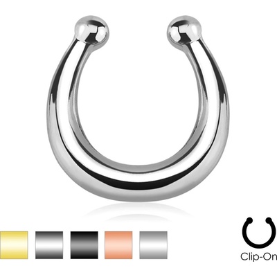 Šperky eshop ocelový fake piercing do nosu lesklá podkova ukončená kuličkami SP45.24 zlatá