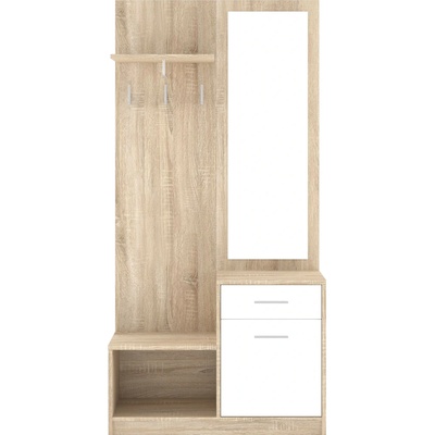 MUEBLES Předsíňová stěna PONETI dub sonoma/bílá