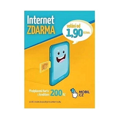 MOBIL.CZ Předplacená karta s kreditem 200Kč
