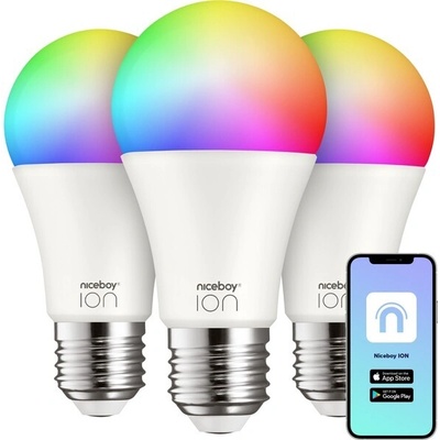 Niceboy múdra žiarovka ION SmartBulb RGB E27 12W set 3 ks