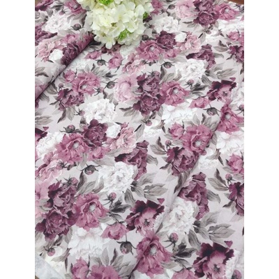 Látka 100% bavlna - pivoňky růžové - popelín – Zboží Mobilmania