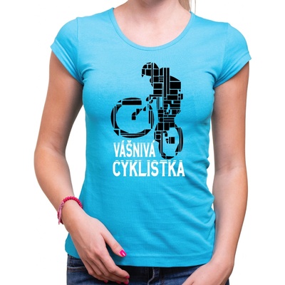 Fajntričko Cyklo Cyklo tričko Bike + vášnivý cyklista/vášnivá cyklistka tyrkysová modrá