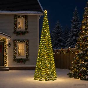 vidaXL LED коледна елха с гирлянди и шиш EKENAS 500 см (42056561)