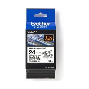 Brother TZ-SL251 / TZe-SL251 Pro Tape, 24mm x 8m, черен печат / бял фон, оригинална лента (TZESL251)