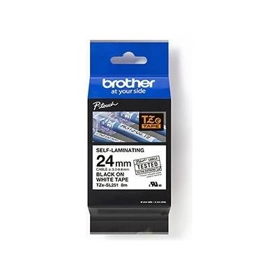 Brother TZ-SL251 / TZe-SL251 Pro Tape, 24mm x 8m, черен печат / бял фон, оригинална лента (TZESL251)