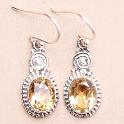 Nefertitis Citrín broušený náušnice stříbro Ag 925 19290 NF52471 - 1,6 cm, 3,5 g