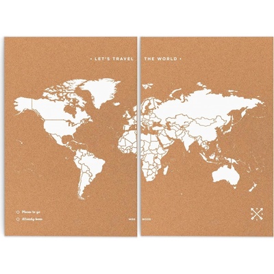 Korková nástěnná mapa světa- přírodní, bílá XXL – Zboží Dáma