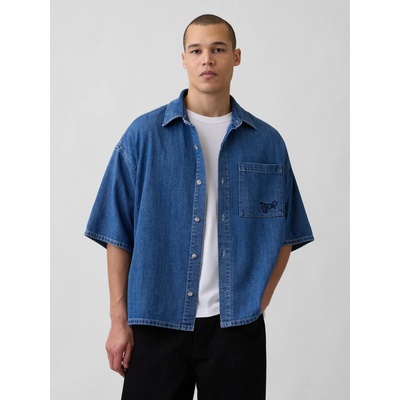Gap Oversize džínová košile s logem tmavě modrá