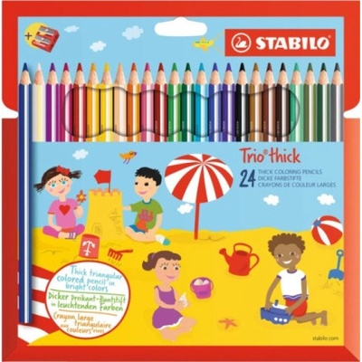 STABILO Trio thick sada 24 pastelek s ořezávátkem 23578