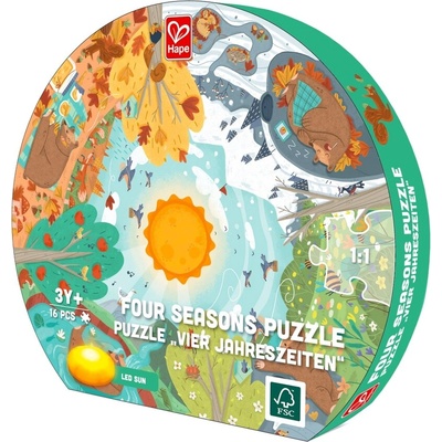 Hape Образователен пъзел за под, Hape, Четири сезона, 57.5 см, 16 части (H1636)