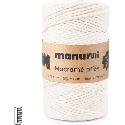 Manumi Macramé příze stáčená 3mm 130m natural - 1 ks