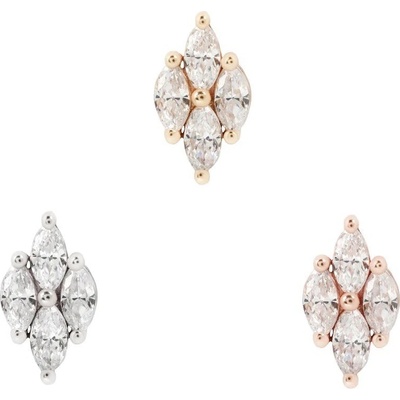 Buddha jewelry Buddha jewelry Bezzávitová koncovka piercingu Dream On ze 14 kt zlata 585/1000 se zirkonem Bílé zlato