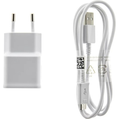 Оригинално зарядно Samsung microUSB Travel Charger EP-TA50EWE + ECB-DU4AWE, Бяло (EP-TA50EWE + ECB-DU4AW)