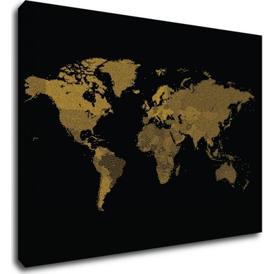 Impresi Obraz Mapa sveta čierno zlatá - 70 x 50 cm