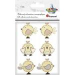 TITANUM Wooden birds 42x38/36x37/42x37mm mix 6pcs