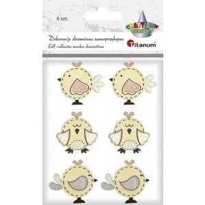 TITANUM Wooden birds 42x38/36x37/42x37mm mix 6pcs