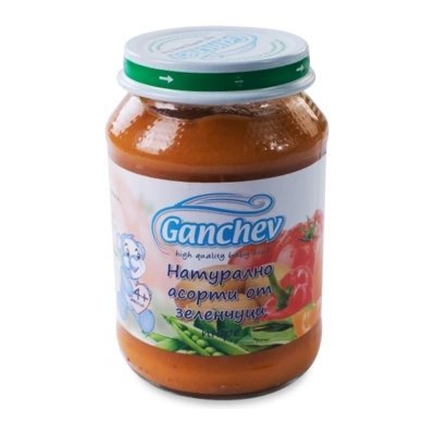 Ganchev Зеленчуково пюре Ganchev - Натурално асорти от зеленчуци с масло, 190 g (18155)