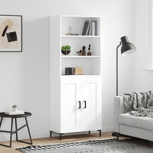 vidaXL Висок шкаф, бял, 69, 5x34x180 см, инженерно дърво (3189957)