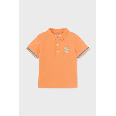MAYORAL Бебешка памучна тениска с яка Mayoral в оранжево с принт (1106.3F.Baby.PPYH)