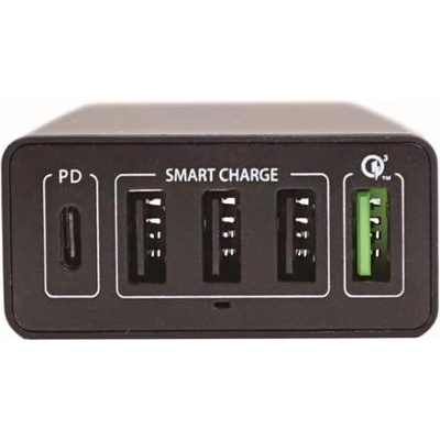 4smarts Mains Charging Station VoltPlug Power Delivery & QC3.0 60W - захранване с 4хUSB изхода и USB-C изход (черен)