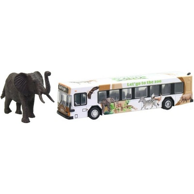Made Biely autobus safari so zvieratkom, 24cm