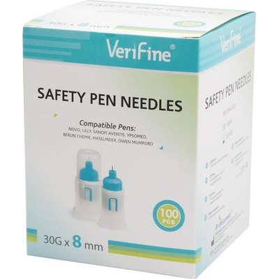 VERIFINE Jehly bezpečnostní 8 pro všechna inz. pera 31G x 8 mm 100 ks