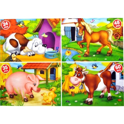 D-Toys 4v1 Domácí zvířátka 1 24,35,48,60 dílků