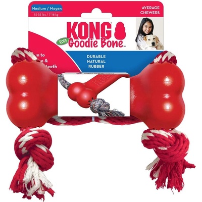 KONG GOODIE BONE with rope M- Гумен кокал с въже за кучета, 18.42 см