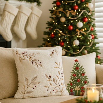 Eurofirany Vianočná vetvičky biela Polyester 45 x 45 cm