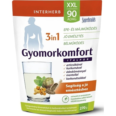 Interherb Gastrokomfort 3v1 nápojový prášok s artičokom, kurkumou, feniklom a mätou piepornou na podporu trávenia, žalúdka, čriev, pečene a žlčníka 270 g