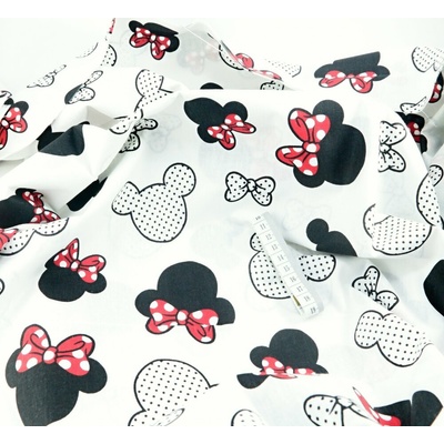Bavlnené plátno - Minnie na bielom podklade - šírka 160 cm