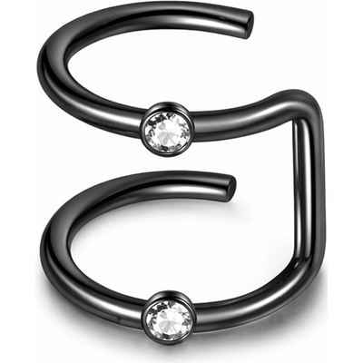 SARINES Černý earcuff se zirkony v minimalistickém designu S1474