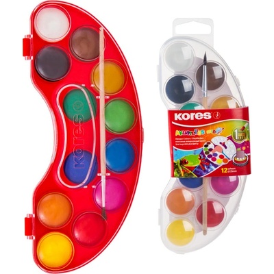 Kores ARK 0904093 Barvy vodové 30mm/12 Aquarellos + štětec - poškozený obal